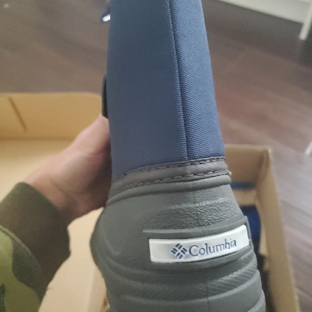 Columbia snow boots in gray and blue size 6 youth fits women's size 8 new